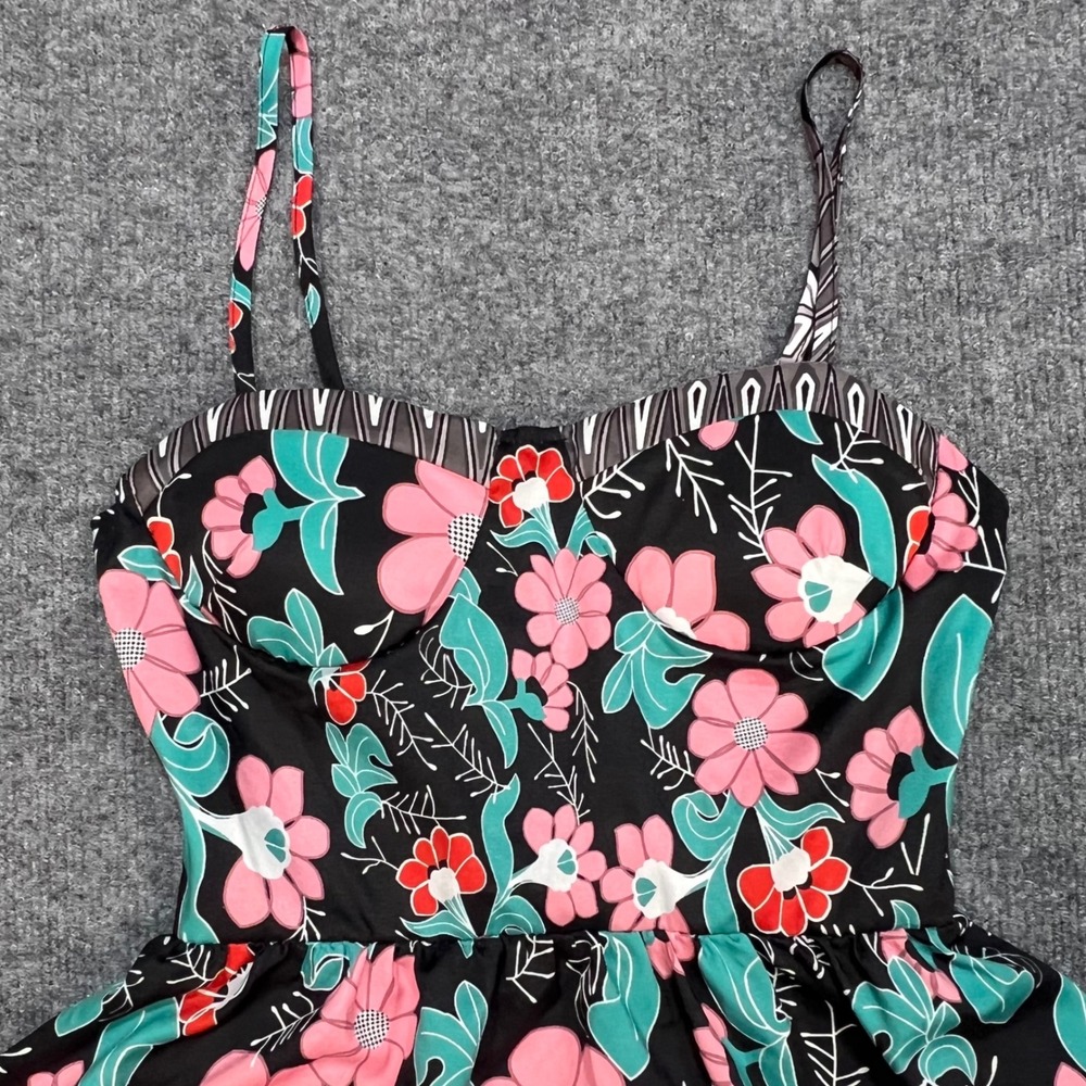 Order Plus Floral Dress Womens S Black Pink Sweetheart Padded Adjustable Straps - Picture 4 of 10